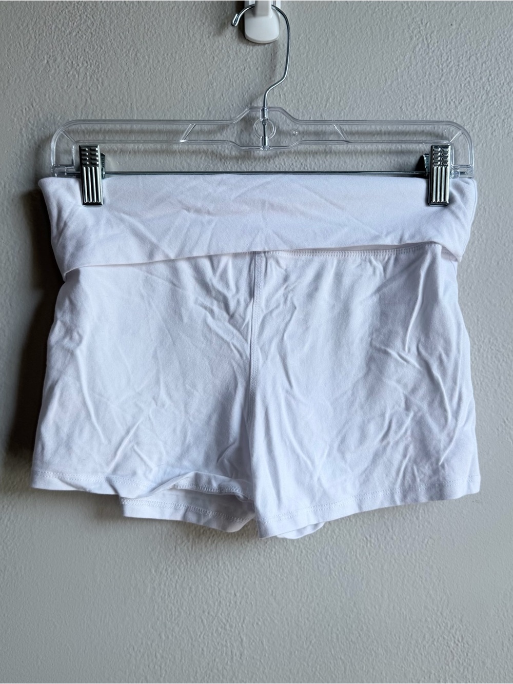 White Active Basic shorts with black rhinestone